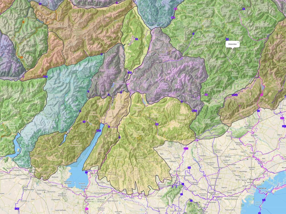 Interaktive Karte aller Gebirgsgruppen der Alpen